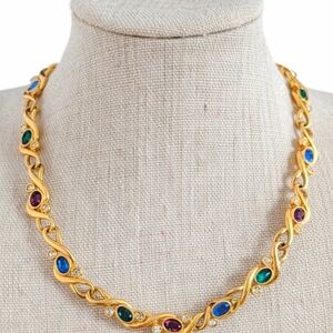 EUC Vintage Swarovski Crystal Gold Tone Necklace